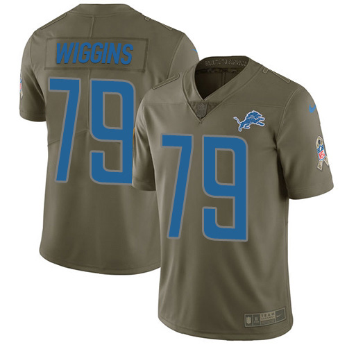 Nike Lions #79 Kenny Wiggins Olive Men's Stitched NFL Limited 2017 Salute To Service Jersey