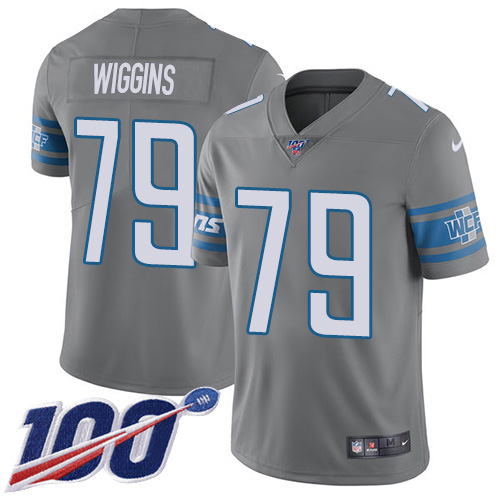 Nike Lions #79 Kenny Wiggins Gray Men's Stitched NFL Limited Rush 100th Season Jersey