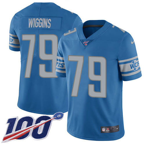 Nike Lions #79 Kenny Wiggins Blue Team Color Men's Stitched NFL 100th Season Vapor Untouchable Limited Jersey Nike Lions #79 Kenny Wiggins Blue Team Color Men's Stitched NFL 100th Season Vapor Untouchable Limited Jersey