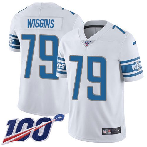 Nike Lions #79 Kenny Wiggins White Men's Stitched NFL 100th Season Vapor Untouchable Limited Jersey