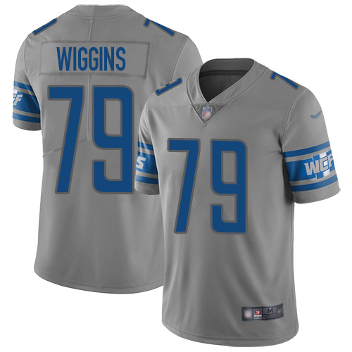 Nike Lions #79 Kenny Wiggins Gray Men's Stitched NFL Limited Inverted Legend Jersey