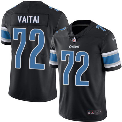 Nike Lions #72 Halapoulivaati Vaitai Black Men's Stitched NFL Limited Rush Jersey