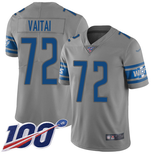 Nike Lions #72 Halapoulivaati Vaitai Gray Men's Stitched NFL Limited Inverted Legend 100th Season Jersey