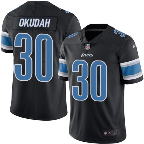 Nike Lions #30 Jeff Okudah Black Men's Stitched NFL Limited Rush Jersey