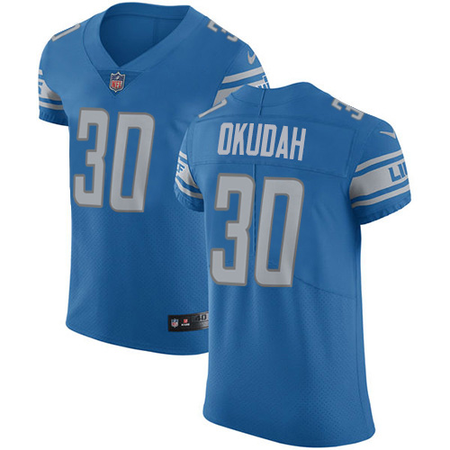 Nike Lions #30 Jeff Okudah Blue Team Color Men's Stitched NFL Vapor Untouchable Elite Jersey