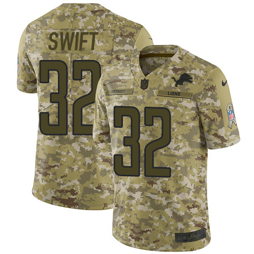 Nike Lions #32 D'Andre Swift Camo Men's Stitched NFL Limited 2018 Salute To Service Jersey Nike Lions #32 D'Andre Swift Camo Men's Stitched NFL Limited 2018 Salute To Service Jersey