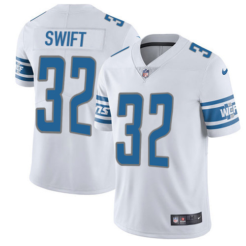 Nike Lions #32 D'Andre Swift White Men's Stitched NFL Vapor Untouchable Limited Jersey