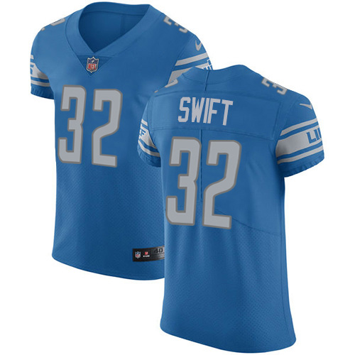 Nike Lions #32 D'Andre Swift Blue Team Color Men's Stitched NFL Vapor Untouchable Elite Jersey