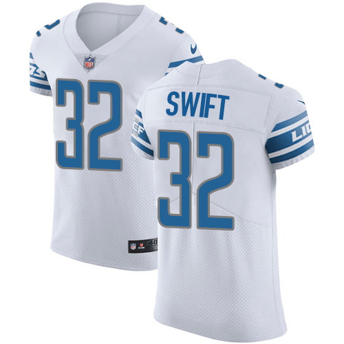 Nike Lions #32 D'Andre Swift White Men's Stitched NFL New Elite Jersey