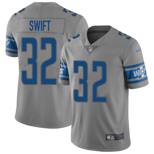 Nike Lions #32 D'Andre Swift Gray Men's Stitched NFL Limited Inverted Legend Jersey