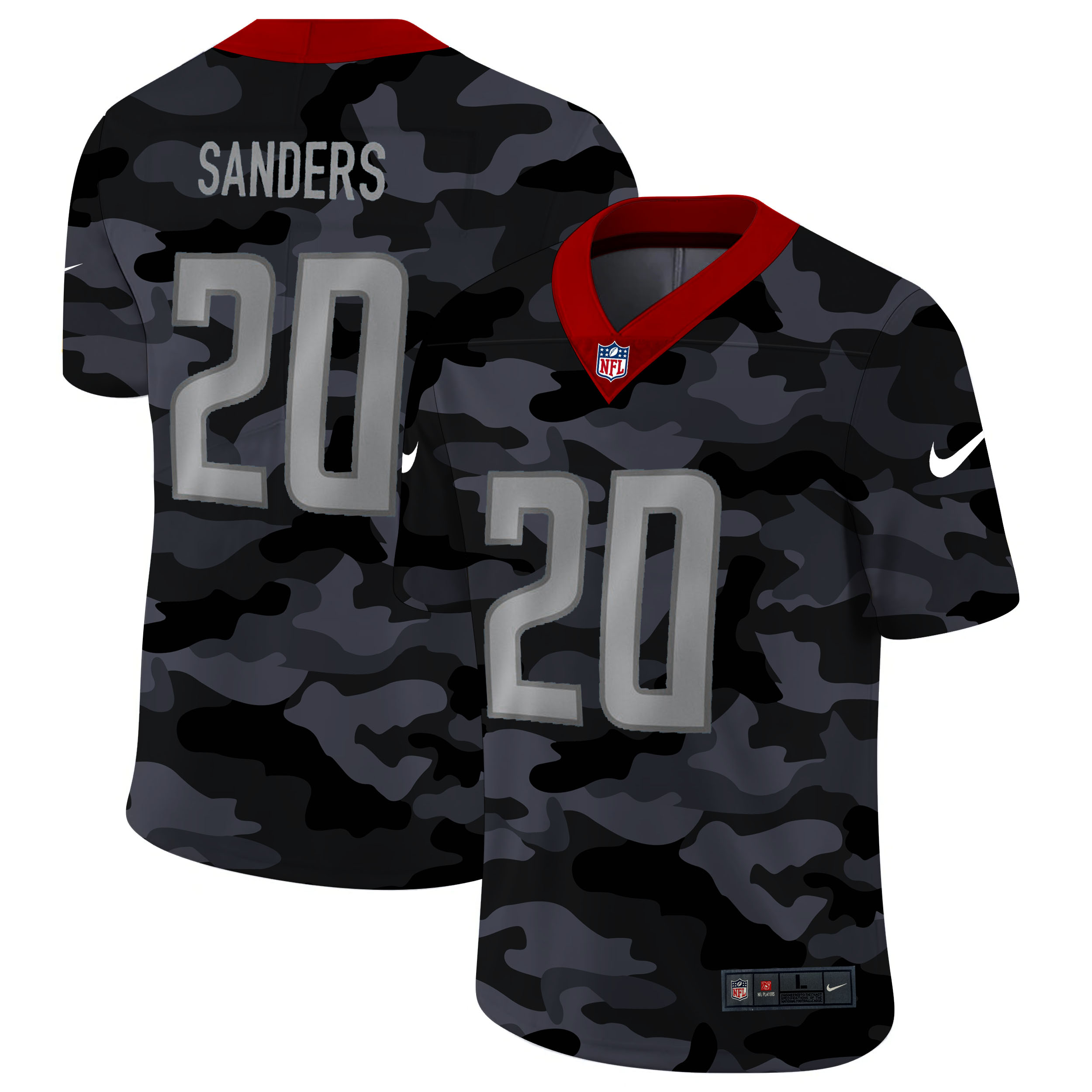 Detroit Lions #20 Barry Sanders Men's Nike 2020 Black CAMO Vapor Untouchable Limited Stitched NFL Jersey