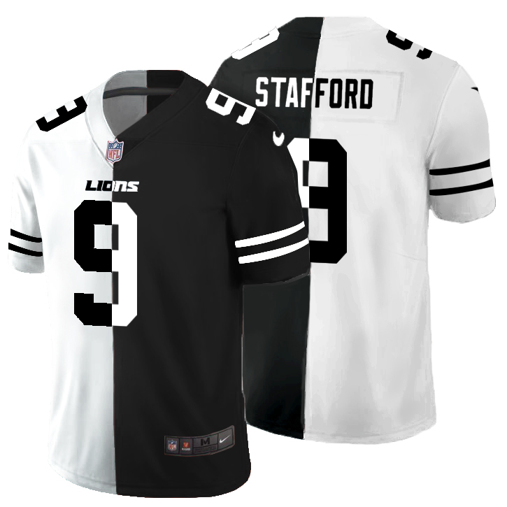 Detroit Lions #9 Matthew Stafford Men's Black V White Peace Split Nike Vapor Untouchable Limited NFL Jersey