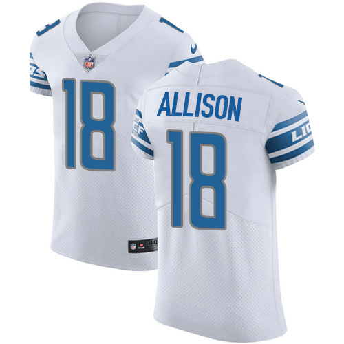 Nike Lions #18 Geronimo Allison White Men's Stitched NFL New Elite Jersey