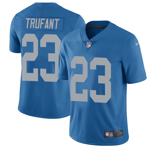 Nike Lions #23 Desmond Trufant Blue Throwback Men's Stitched NFL Vapor Untouchable Limited Jersey