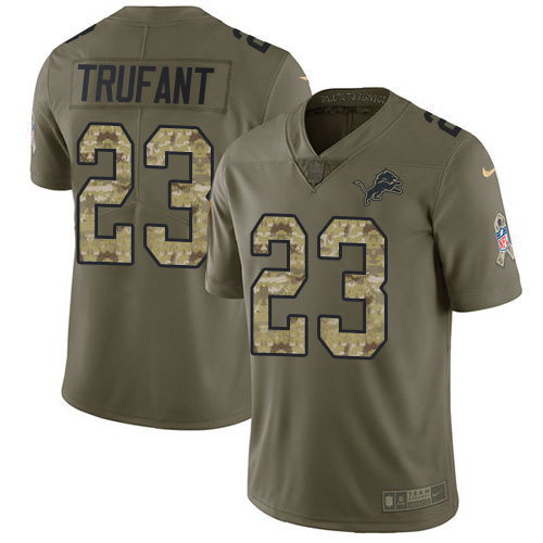 Nike Lions #23 Desmond Trufant Olive/Camo Men's Stitched NFL Limited 2017 Salute To Service Jersey