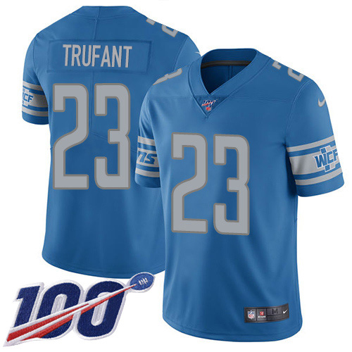 Nike Lions #23 Desmond Trufant Blue Team Color Men's Stitched NFL 100th Season Vapor Untouchable Limited Jersey