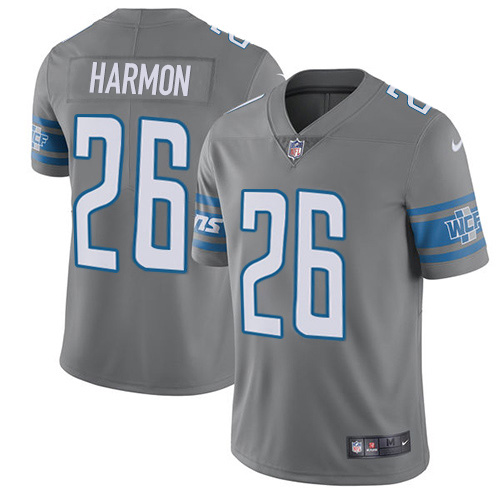 Nike Lions #26 Duron Harmon Gray Men's Stitched NFL Limited Rush Jersey