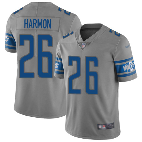 Nike Lions #26 Duron Harmon Gray Men's Stitched NFL Limited Inverted Legend Jersey
