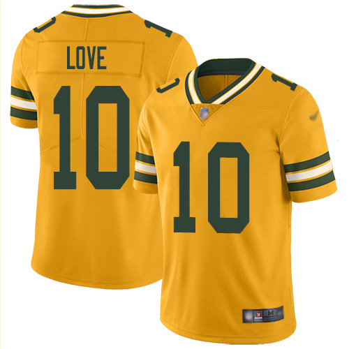 Nike Packers #10 Jordan Love Gold Men's Stitched NFL Limited Inverted Legend Jersey