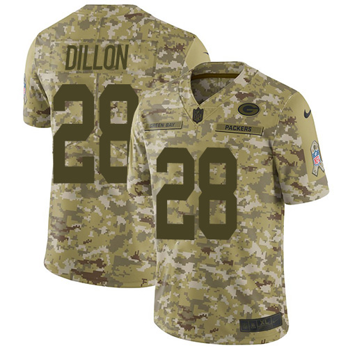 Nike Packers #28 AJ Dillon Camo Men's Stitched NFL Limited 2018 Salute To Service Jersey