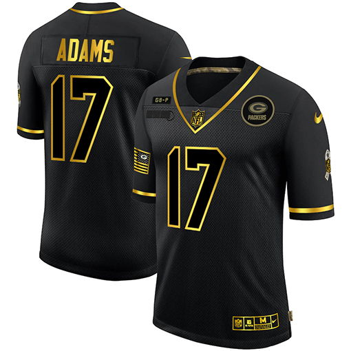Green Bay Packers #17 Davante Adams Men's Nike 2020 Salute To Service Golden Limited NFL Jersey Black