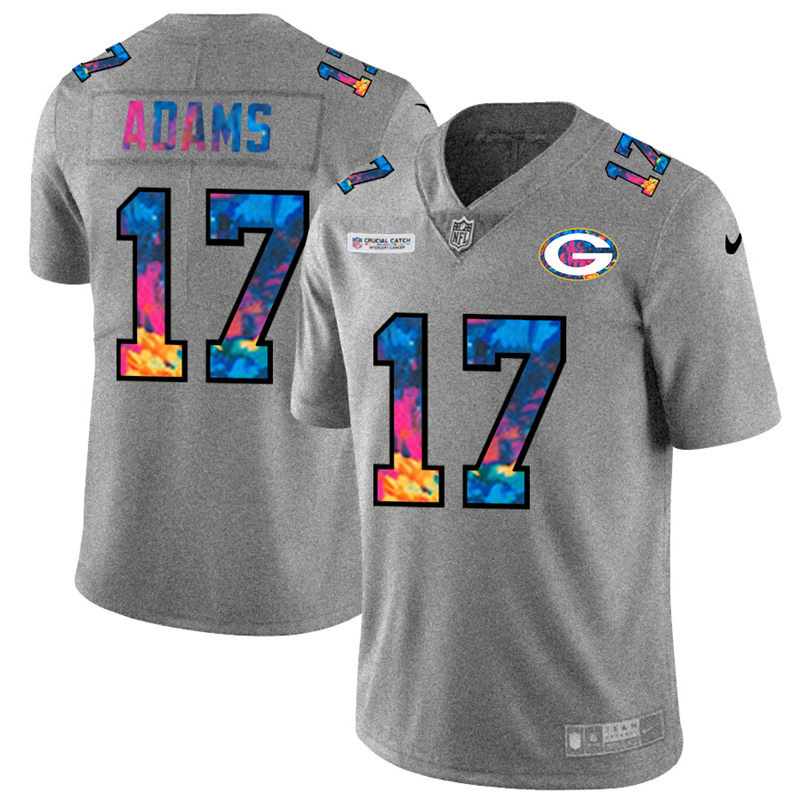 Green Bay Packers #17 Davante Adams Men's Nike Multi-Color 2020 NFL Crucial Catch NFL Jersey Greyheather