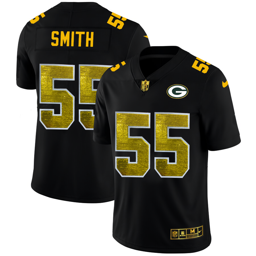 Green Bay Packers #55 Za'Darius Smith Men's Black Nike Golden Sequin Vapor Limited NFL Jersey