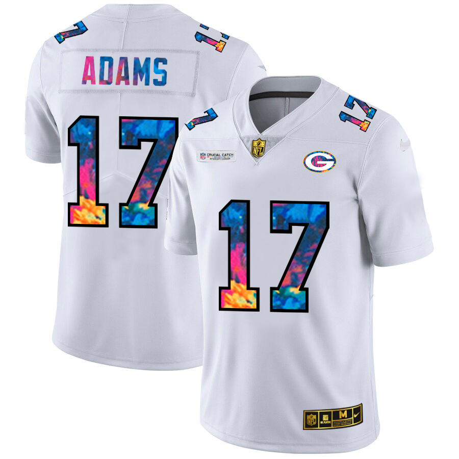 Green Bay Packers #17 Davante Adams Men's White Nike Multi-Color 2020 NFL Crucial Catch Limited NFL Jersey