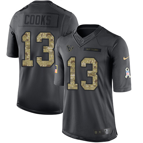 Nike Texans #13 Brandin Cooks Black Men's Stitched NFL Limited 2016 Salute to Service Jersey
