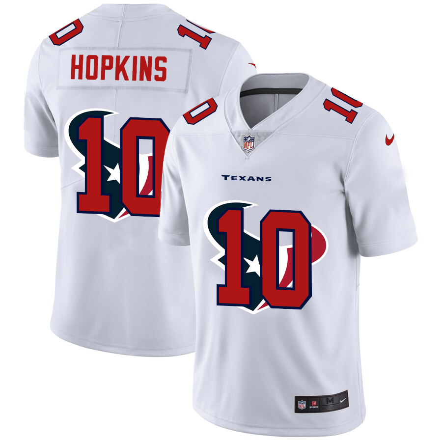 Houston Texans #10 DeAndre Hopkins White Men's Nike Team Logo Dual Overlap Limited NFL Jersey