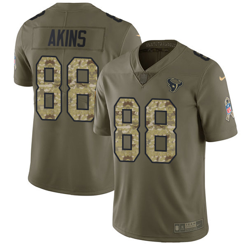 Nike Texans #88 Jordan Akins Olive/Camo Men's Stitched NFL Limited 2017 Salute To Service Jersey