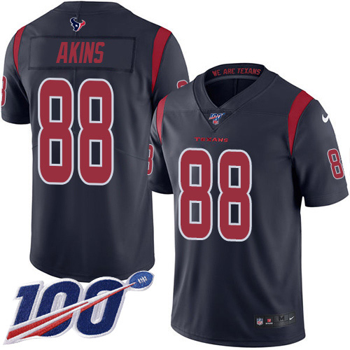 Nike Texans #88 Jordan Akins Navy Blue Men's Stitched NFL Limited Rush 100th Season Jersey