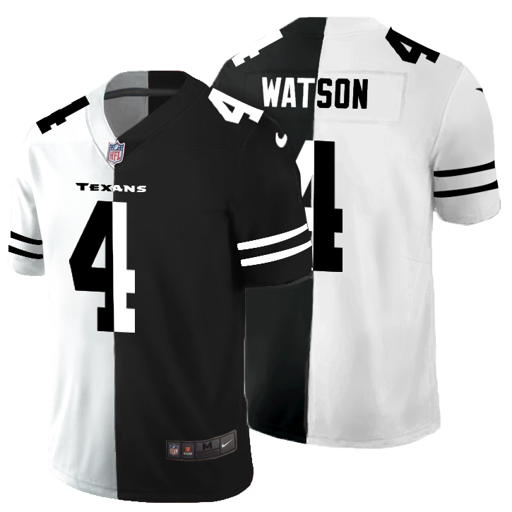 Houston Texans #4 Deshaun Watson Men's Black V White Peace Split Nike Vapor Untouchable Limited NFL Jersey