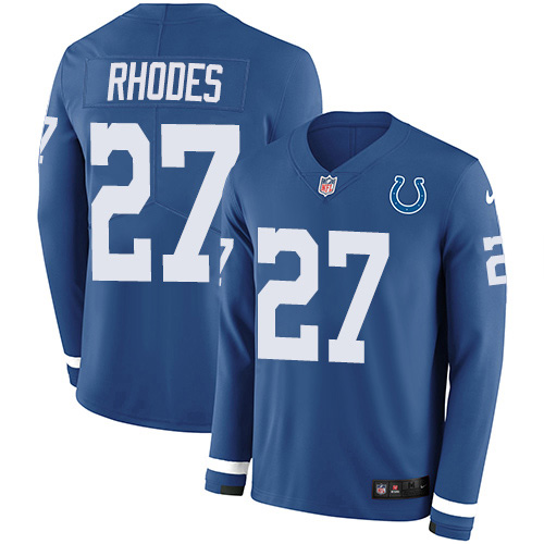 Nike Colts #27 Xavier Rhodes Royal Blue Team Color Men's Stitched NFL Limited Therma Long Sleeve Jersey