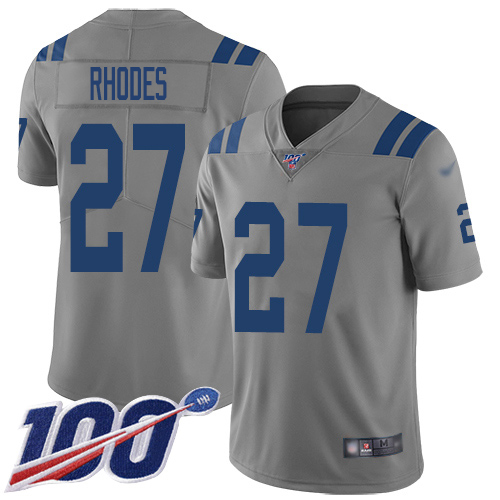 Nike Colts #27 Xavier Rhodes Gray Men's Stitched NFL Limited Inverted Legend 100th Season Jersey