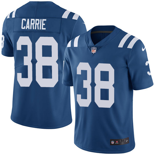 Nike Colts #38 T.J. Carrie Royal Blue Team Color Men's Stitched NFL Vapor Untouchable Limited Jersey