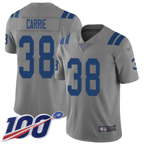 Nike Colts #38 T.J. Carrie Gray Men's Stitched NFL Limited Inverted Legend 100th Season Jersey