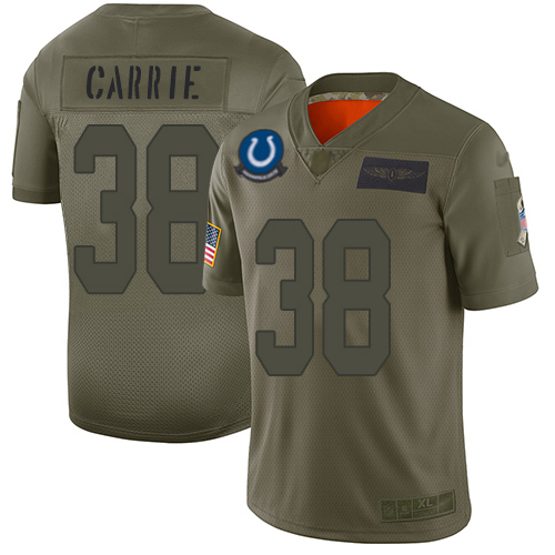 Nike Colts #38 T.J. Carrie Camo Men's Stitched NFL Limited 2019 Salute To Service Jersey