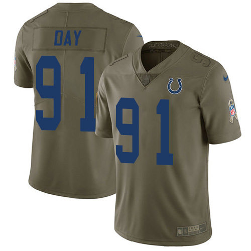 Nike Colts #91 Sheldon Day Olive Men's Stitched NFL Limited 2017 Salute To Service Jersey