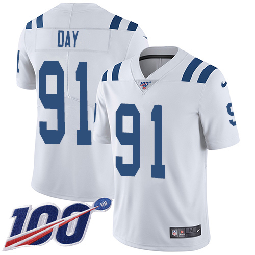 Nike Colts #91 Sheldon Day White Men's Stitched NFL 100th Season Vapor Untouchable Limited Jersey