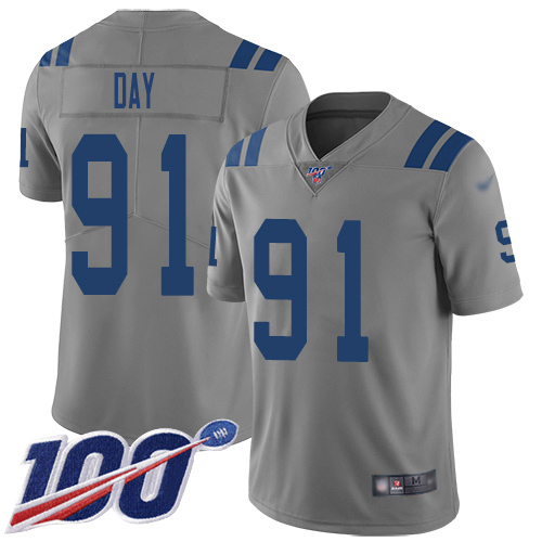 Nike Colts #91 Sheldon Day Gray Men's Stitched NFL Limited Inverted Legend 100th Season Jersey