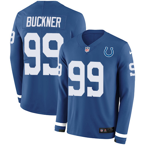 Nike Colts #99 DeForest Buckner Royal Blue Team Color Men's Stitched NFL Limited Therma Long Sleeve Jersey Nike Colts #99 DeForest Buckner Royal Blue Team Color Men's Stitched NFL Limited Therma Long Sleeve Jersey