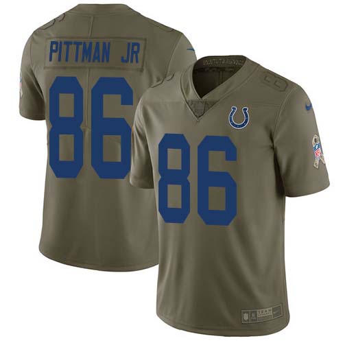 Nike Colts #86 Michael Pittman Jr. Olive Men's Stitched NFL Limited 2017 Salute To Service Jersey