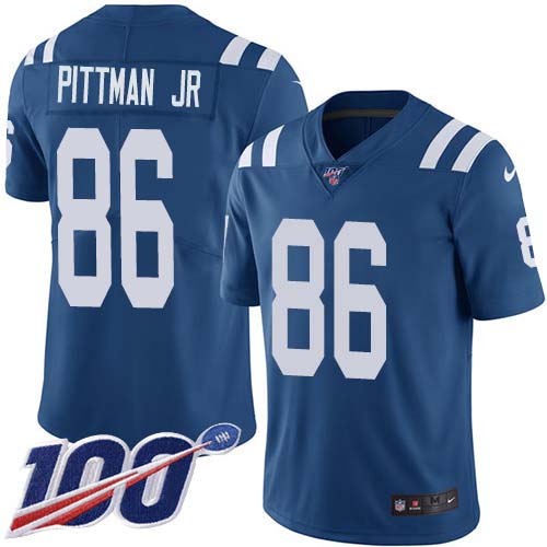 Nike Colts #86 Michael Pittman Jr. Royal Blue Team Color Men's Stitched NFL 100th Season Vapor Untouchable Limited Jersey