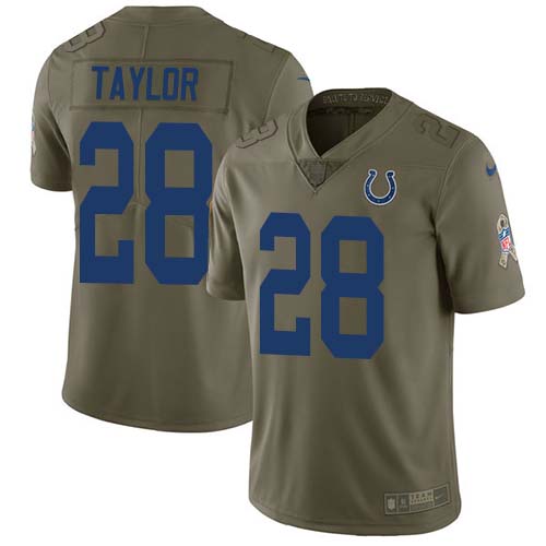 Nike Colts #28 Jonathan Taylor Olive Men's Stitched NFL Limited 2017 Salute To Service Jersey
