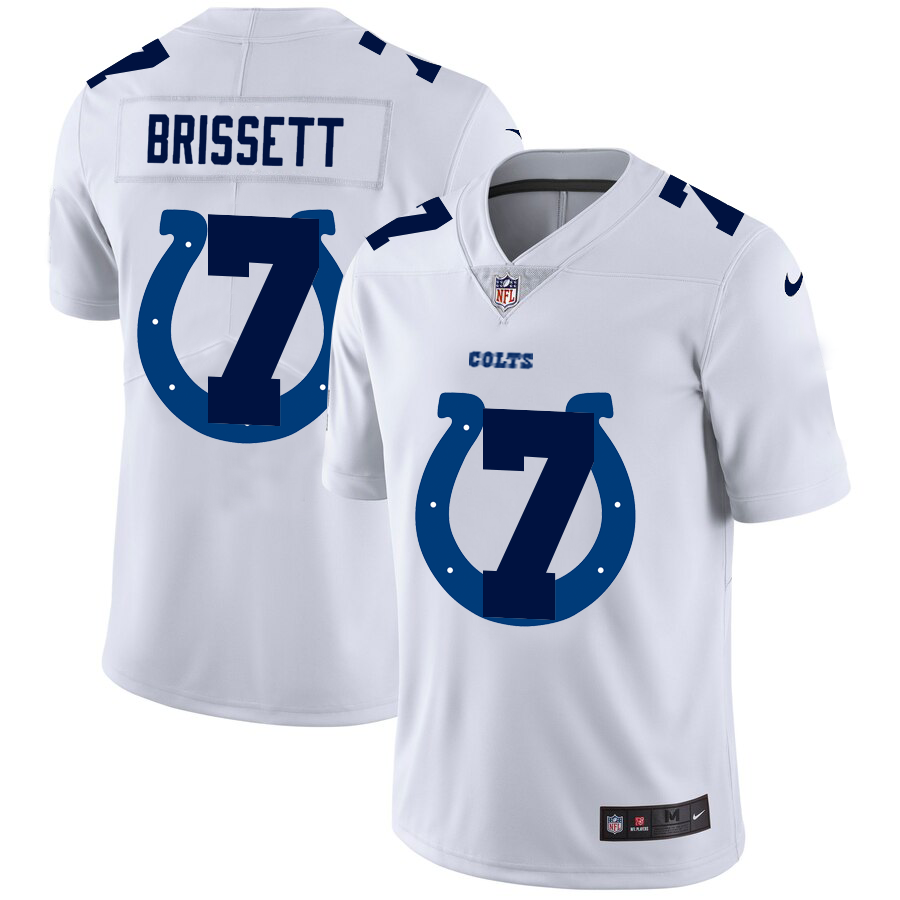 Indianapolis Colts #7 Jacoby Brissett White Men's Nike Team Logo Dual Overlap Limited NFL Jersey