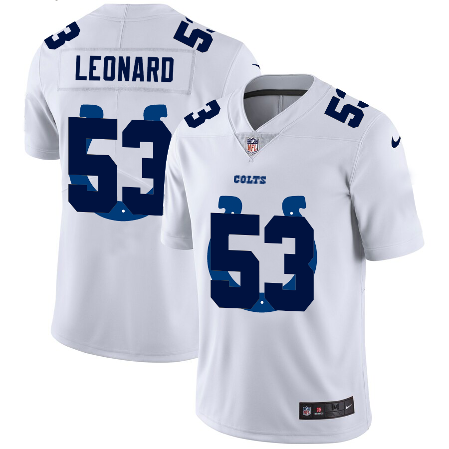 Indianapolis Colts #53 Darius Leonard White Men's Nike Team Logo Dual Overlap Limited NFL Jersey