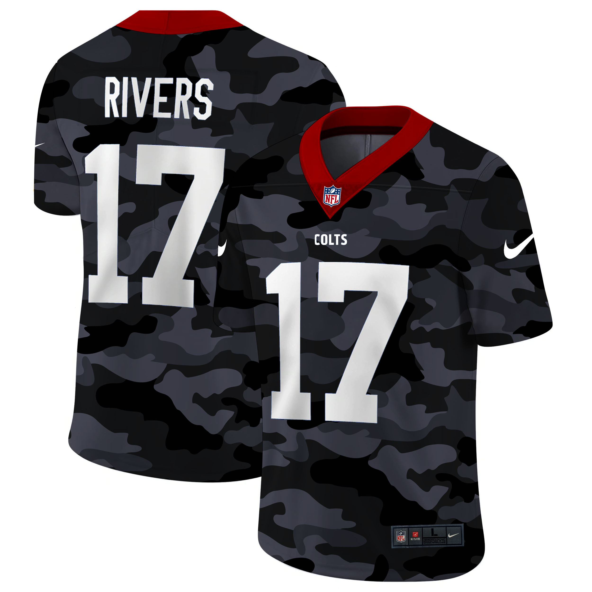 Indianapolis Colts #17 Philip Rivers Men's Nike 2020 Black CAMO Vapor Untouchable Limited Stitched NFL Jersey