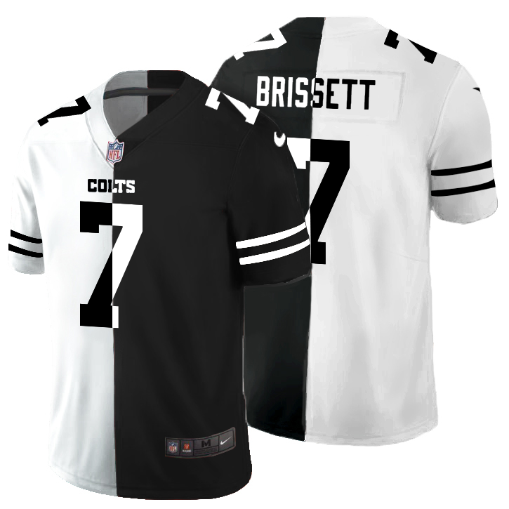 Indianapolis Colts #7 Jacoby Brissett Men's Black V White Peace Split Nike Vapor Untouchable Limited NFL Jersey