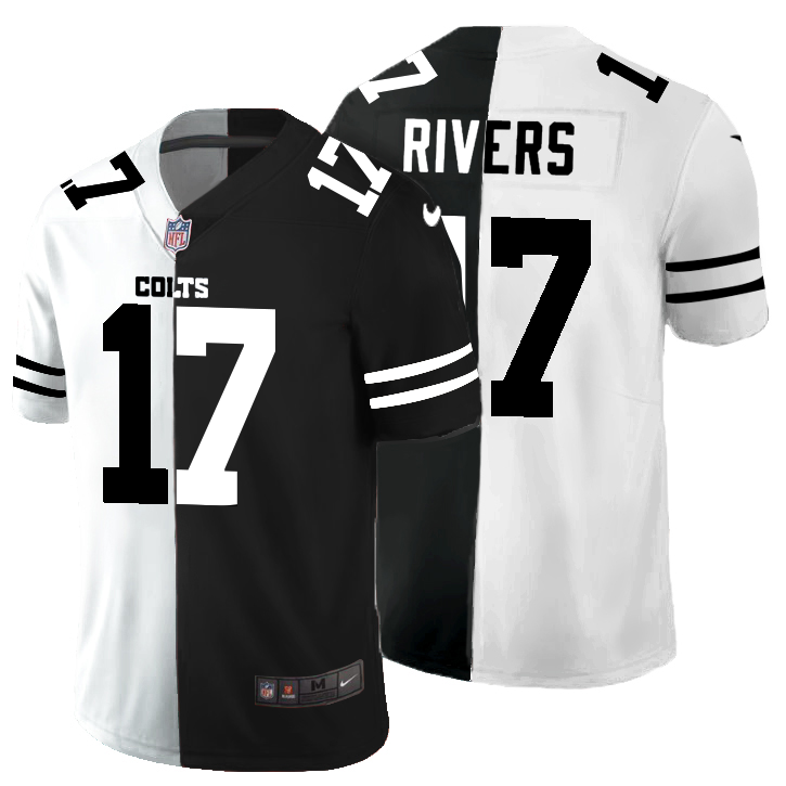 Indianapolis Colts #17 Philip Rivers Men's Black V White Peace Split Nike Vapor Untouchable Limited NFL Jersey